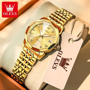 OLEVS Watch For Women Waterproof 2025 Original Korean Style Elegant Luxury Stainless Steel Strap Luminous Calendar Women Casual Watches