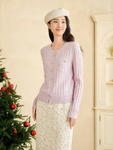 Spring Cable Texture Alashan Cashmere Wool Blend Knit