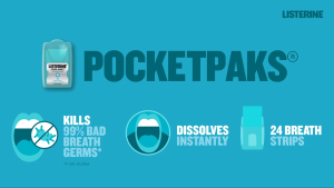 Listerine PocketPaks Breath Strips | Listerine On-The-Go Alcohol-Free Mouthwash | Cool Mint Oral Care