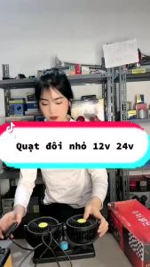 Quạt đôi nhỏ 12v 24v dùng trên ô tô