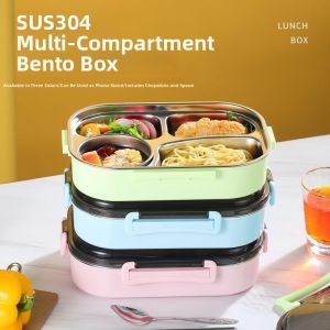 304 Stainless Steel Insulated Portable Lunch Box with Dividers