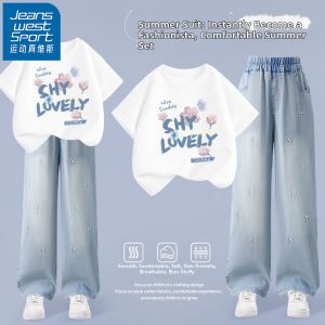 JEANSWEST SPORT | Girl Summer Set Tencel Jeans Short Sleeve