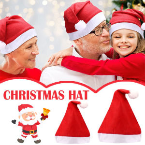 Merry Christmas Hat for Adult Kids Xmas Decoration Santa Claus Red Plush Soft Hat Party Gifts