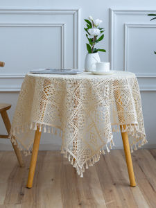 ผ้าคลุมโต๊ะทานอาหารสไตล์วินเทจพร้อมรูปแบบลูกไม้โปร่ง ทรงสี่เหลี่ยม ลายพื้นที่ ผ้าคลุมโต๊ะทานอาหารสีขาว ขนาดเล็กสำหรับโต๊ะกลม