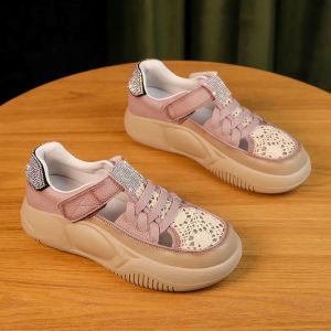 Có Đế Dày Nữ Xăng đan đế mềm rỗng Giày bánh mì thường ngày dệt đa năng