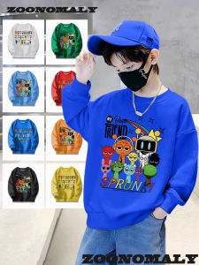 Rhythm Box Sprunki Childrens Winter Fleece Lined Hoodie Trendy Cartoon Print Casual Comfortable Polyester Cotton Blend Sweatshirt