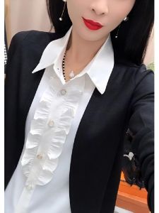 เสื้อเชิ้ตคอโปโลสุดเก๋สำหรับผู้หญิง แขนยาว ทรงปกติ ทรงหลวม ทรงปกติ เสื้อเชิ้ตแขนยาว ทรงปกติ เสื้อเชิ้ตคอโปโลสไตล์ย้อนยุค