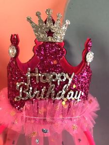 Cài tóc Vương miện sinh nhật có đèn led phát sáng  cài tóc happy birthday đính đá  cài tóc sinh nhật nhựa vương niệm đội đầu khăn voan công chúa cho bé