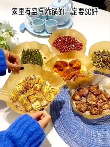 50PCS Air Fryer Paper Liner Disposable Air Fryer Sheet Oil-proof Parchment Paper Non-Stick Steamer Oilproof Round Parchment Paper