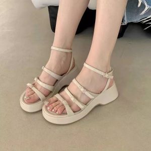 Sandal đế xuồng nữ quai ngang Guguwu da mềm fullbox cao cấp màu đen kem Ana QC- kèm video thật