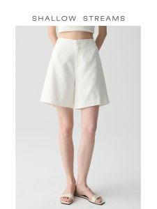 Linen Breathable Comfortable High Waist Commute Casual Pants Five Shorts Shallow Streams Ladies Straight Leg High Waist Shorts