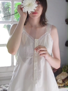 Tohns Stripe Cotton Camisole + Double Layered Shorts (Set) สีชมพู ชุดเซ็ตเสื้อสายเดี่ยวลายริ้ว + กางเกงขาสั้นเข้าชุด ดีไซน์ หวานละมุนแต่แอบเก๋