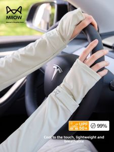 miiow | Cat Woman Driving Sun Protection Ice Sleeve Womens Summer New Style Anti-Uv Cycling Running Arm Protector Ice Silk Cool Sensation Sleeve Cover