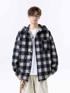 WUKONGYOUHUO | Casual Loose Hooded Flannel Plaid Shirt for Couples