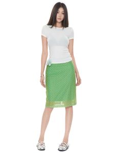 Slimming Dotted Calf-length Skirt