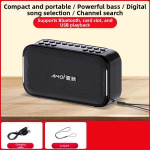 Amoi | Amoi Portable Mini Radio Player for Elderly Rechargeable Semiconductor Personal Audio Device Digital Tuning Metal Body