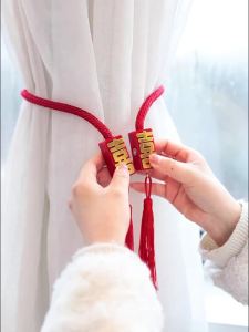 Wedding curtains tie decorations wedding room decoration female bedroom room curtains living room decorations wedding calligraphy flower hanging decorations