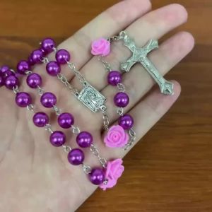 Rosary for Women Catholic Gifts Our Lady of Rosary Beads Pray Card Necklace Confirmation Gifts