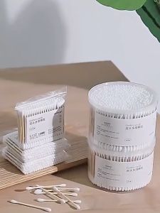Combo 3 Hộp 500 que tăm bông ngoáy tai thân gỗ 2 đầu tròn xoắn thân thiện với môi trường tăm bông ngoáy tai tiệt trùng