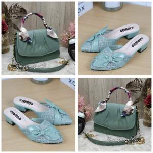 Promo !! Set Tas & Heels Pita Scraft D-R Tali Rantai Emas 2025