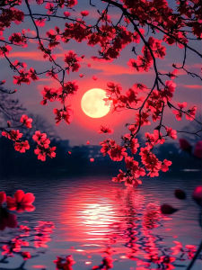 500/1000/1200/2000PCS Jigsaw Puzzle Serene Pink Plum Blossom Sunset Scenery For Adults Perfect Gift For Nature Lovers
