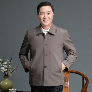 Thickened Cotton Mens Jacket Autumn Winter Outerwear Dad Coat Business Casual Style Long Sleeve Zipper Closure No Hat Included