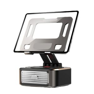 360° Rotation Foldable Desk Tablet Stand Holder Table Smartphone Mount with Wireless Bluetooth Speaker Stereo USB Sound Box