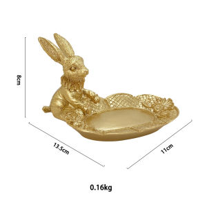 Retro European Gold Rabbit Resin Ornament Home Jewelry Jewelry Storage Tray Decorative Accessories Photography Props Background
