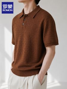 ROMON | Vintage Knit Polo Shirt Summer Business Casual Hollow Thin Men