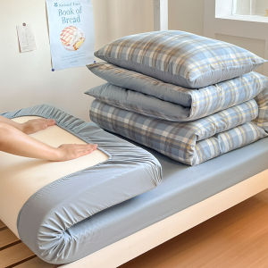 Yaloo Cotton Bedding Set for College Students Full Set of Pure Cotton Duvet Cover Mattress Single Bed Sheet Cover Six Piece Set