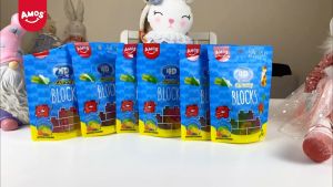 Amos 4D Gummy Blocks Rasa Buah - Permen Jelly Bentuk Blok Warna-warni