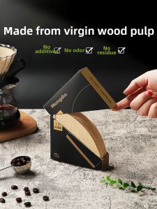 MONGDIO | Pour Over Coffee Paper Filters Compatible V60 and Drip Machines Original Wood