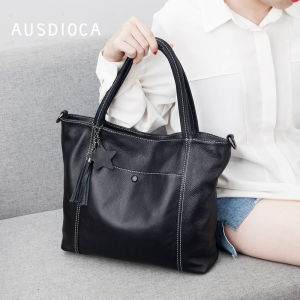 AUSDIOCA Genuine Leather Womens Tote Bag 2025 New Fashion Large Capacity Handheld Bag Simple Single Shoulder Slant Cross Bag