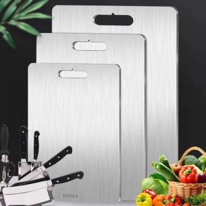 304 Stainless Steel Cutting Board - Double-Sided Non-Slip Kitchen Board for Meat Veggies & Fruits | Durable & Easy to Clean