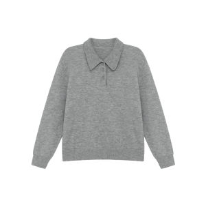 NIHAOKANONG | Áo Len Cổ Polo Phong Cách Vintage Cho Nữ