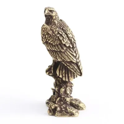 New Small Creative Eagle Sculpture Retro Copper Bird Statue Miniature Craft Ornament Household Desktop Office Art Decor Supplies