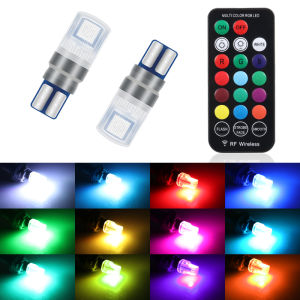 KEVANLY | 1set RGB T10 W5W LED 194 168 5050 12v Car Dome Reading Wedge Light With Remote Control Automobiles Corner Lamp Clearance Lights