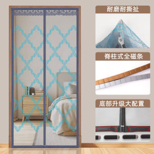 New Summer Full Magnetic Strip Embroidered Mosquito Door Curtain Home Large Door Bedroom Kitchen Self Absorbing Fly Door Curtain