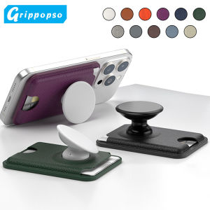 Grippopso Luxury 3 In 1 For Magsafe Leather Wallet Phone Card Holder Socket for Sangsung Xiaomi Huawei iPhone Mobile Phone