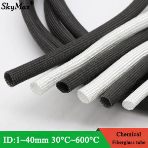 1Meter ID 1mm ~ 40 mm Braided Fiberglass Sleeve 600 Deg.C High Temperature Chemical Glass Fiber Tube Fiberglass Sleeving