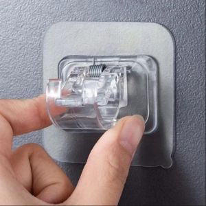 2PCS Nail-Free Adjustable Curtain Rod Holder Clamp Hooks Rod Bracket Holders Adhesive Wall Curtain Fixed Clip Hanging Rack Hook