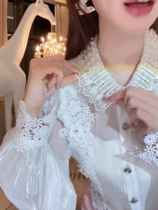 SHUAIYUE | Áo Sơ Mi Đính Nút Ngọc Trai Pháp Elegance