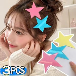 3Pcs Large Shiny Acrylic Star Hair Clip Non Slip Grip Cute Design Y2K Star Hair Clips Glitter Finish Punk Rock Chic Hair Clip