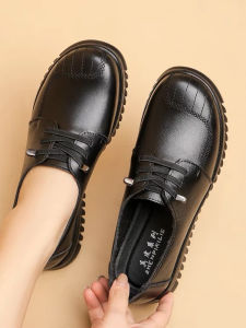 SHIPAILUO | Spring 2025 New Style Soft Bottom Genuine Leather Flat Shoes Comfortable Anti-slip Slip-On For Middle-Aged And Elderly Women