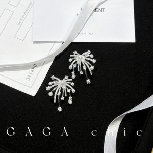 GAGAChic Luxury Design Pearl Earrings Sparkling Diamond Firework Effect 925 Silver Needle Ear Rings Fashionable Jewelry