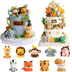Jungle Safari Birthday Decorations for Baby Shower Forest Animal Lion Elephant Giraffe Cake Topper Kids 1st Birthday Party Decor