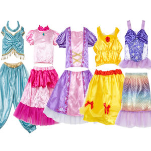 Classic Storybook Character Outfit Puff Sleeve Top with Layered Tulle Skirt for Holiday Cosplay Performance Gathering Occasion