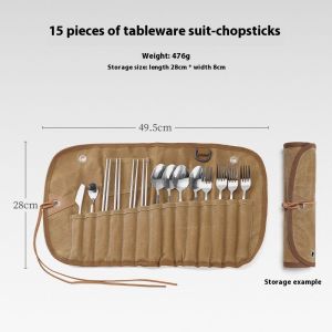 【Cắm trạng】 Bộ bộ dao nĩa bằng thép không gỉ di động để ăn uống ngoài trời và cắm trại