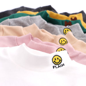 Pure Cotton Elastic Mid-Neck Long Sleeve Base Shirt for Girls And Boys Baby Clothes Spring Autumn Winter Childrens T-Shirt