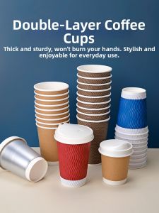 LABAHUA | Double Layer Disposable Takeout Drinking Cup with Lid